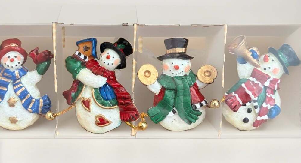Holiday Home Snowman Christmas Garland 12 Piece Vtg Style Country Christmas Deco